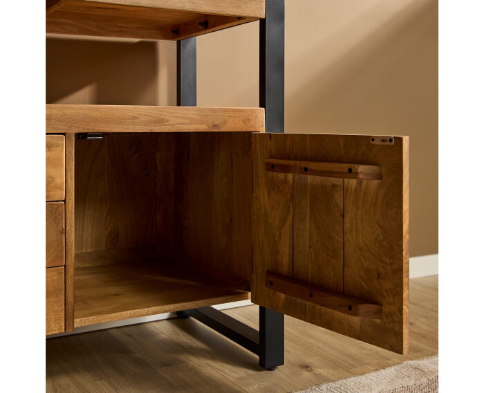 Dressoir Boaz 135 cm mango metaal - Naturel | Meubelplaats