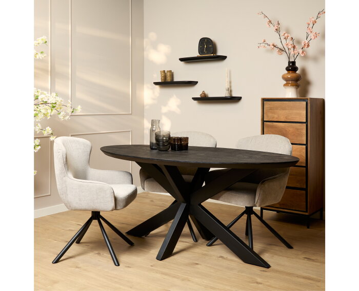 Eettafel Brandy Black | 160 cm | Ovaal