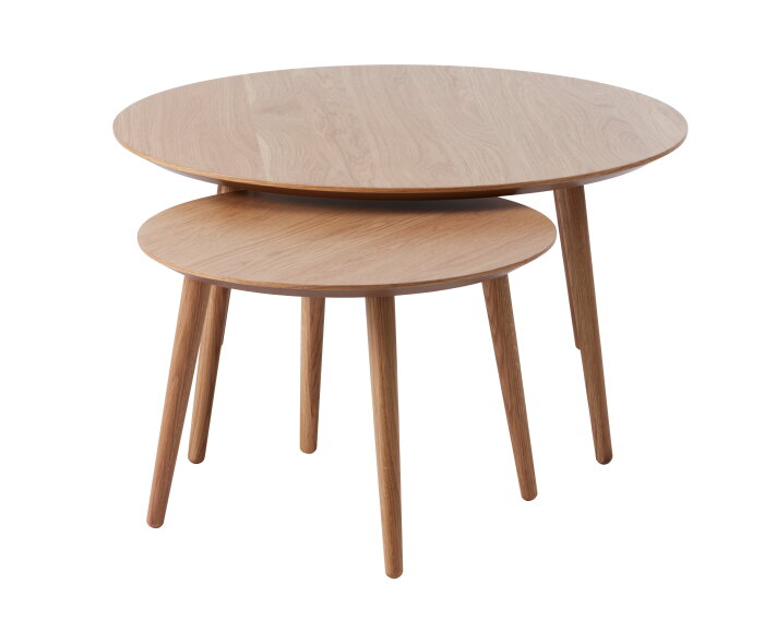Salontafel Adda set van 2 rond eiken - Naturel