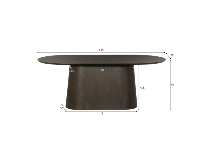 Eettafel Tobago ovaal 200 cm - Espresso