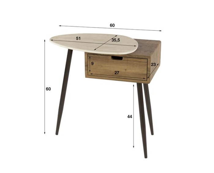 Nachtkastje 1L links Travino - Ceramic Travertine