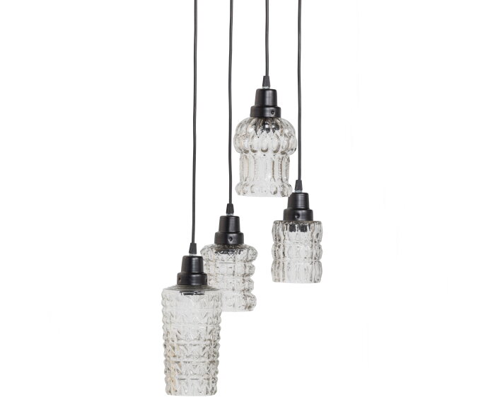 Multiple Hanglamp Met 4 Glazen Zwart/glas - BePureHome