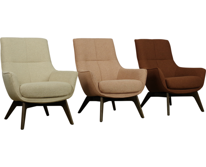 Fauteuil Femke stof Glory Pale 200 lichtbruin met houten poten