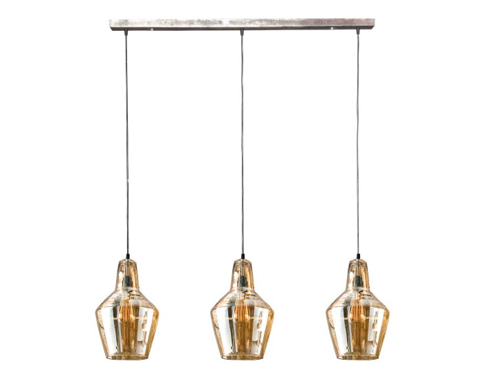 Hanglamp Amber 3 lampen kegel - Oud zilver
