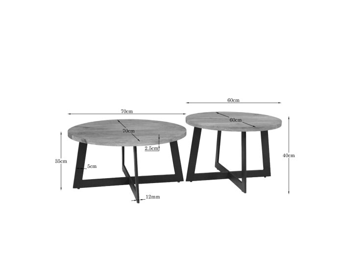 Salontafel Atlanta | 70 cm | Set van 2