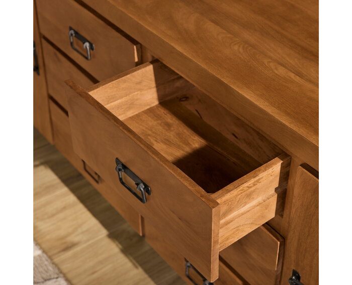 Dressoir Boaz 200 cm mango metaal - Naturel | Meubelplaats