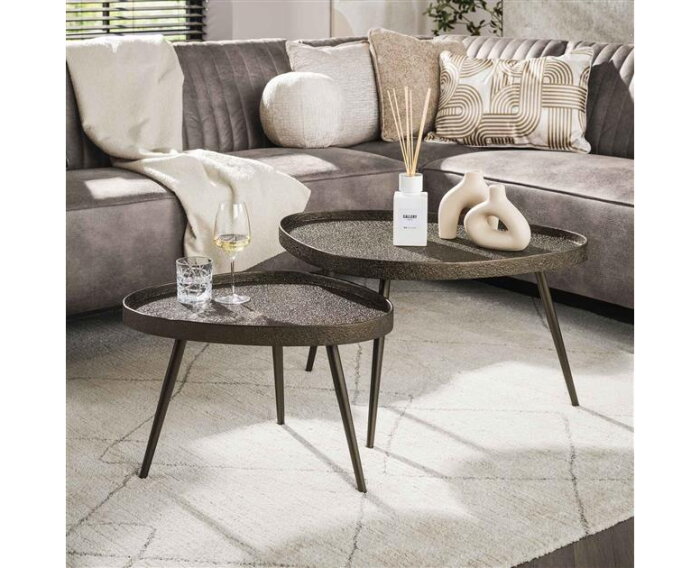 Salontafel Contour driehoekig set/2 - Brons liquid metal