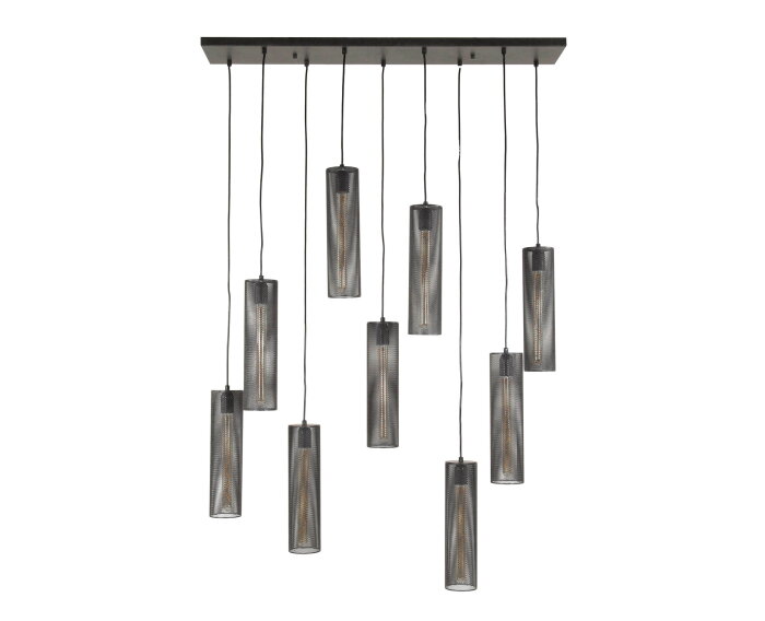 Hanglamp 5+4 tube mesh - Artic zwart