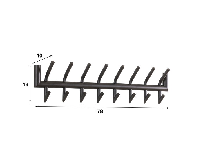Garderobe 2x8 haaks ronde buis - Donkergrijs Mat