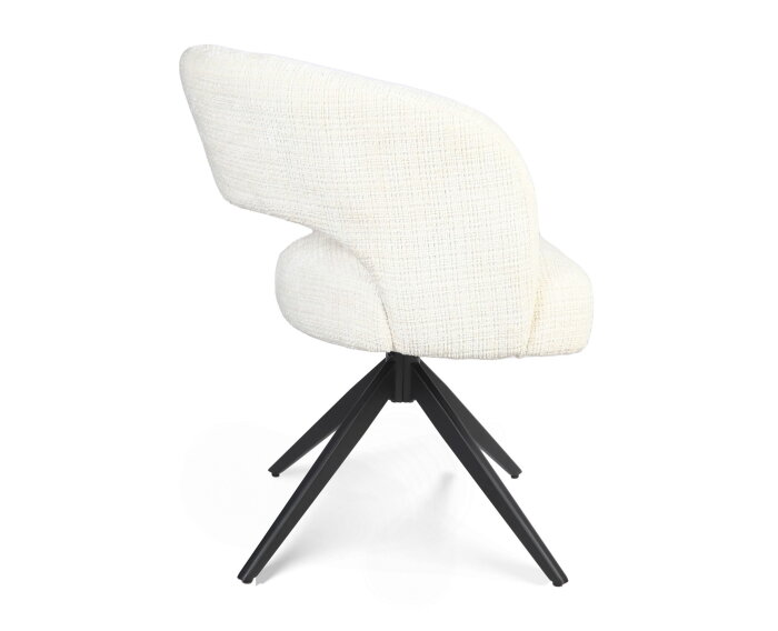 Eetkamerstoel Demi | Off White | Poot Black | Met armleuning