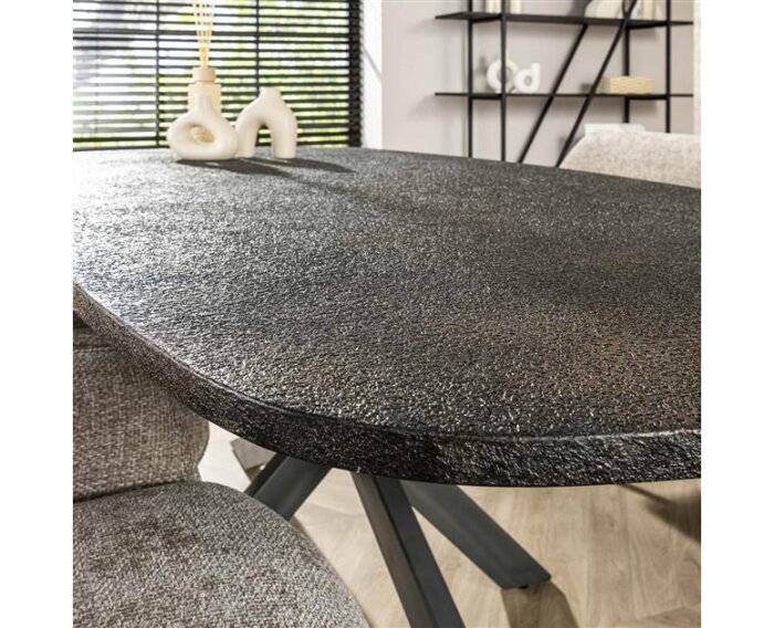 Eetkamertafel 215cm deens ovaal metallic - Grijs