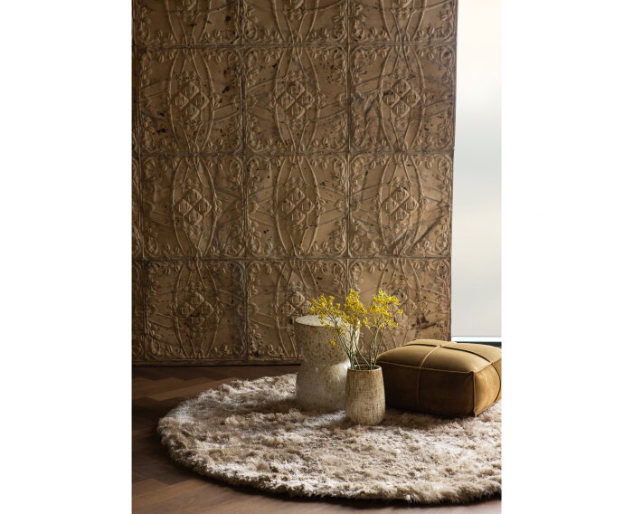 Honey Poef Velvet Honing Geel 60x60 - BePureHome