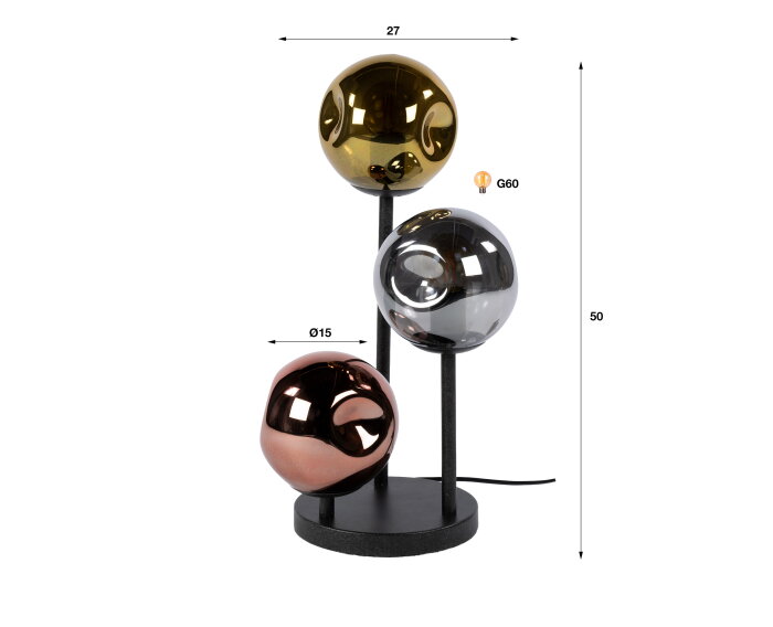 Tafellamp Stellar 3L - Artic zwart