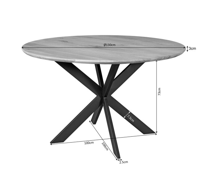 Eiken eettafel Ferris | Rond 130 cm | Brown