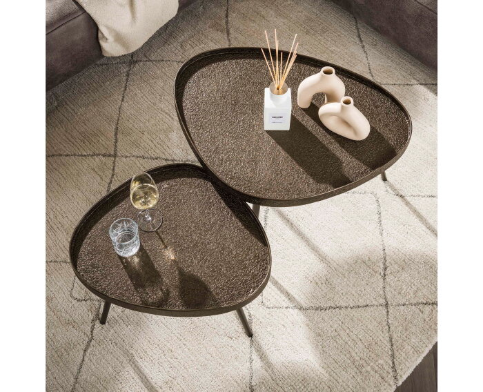 Salontafel Contour driehoekig set/2 - Brons liquid metal