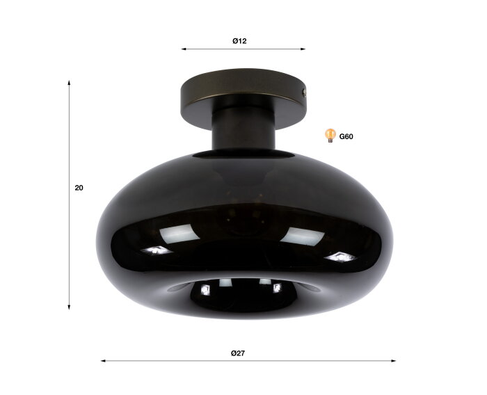 Plafondlamp Soll 1L - Sienna bruin