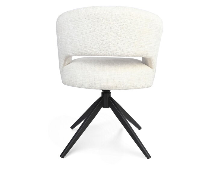 Eetkamerstoel Demi | Off White | Poot Black | Met armleuning