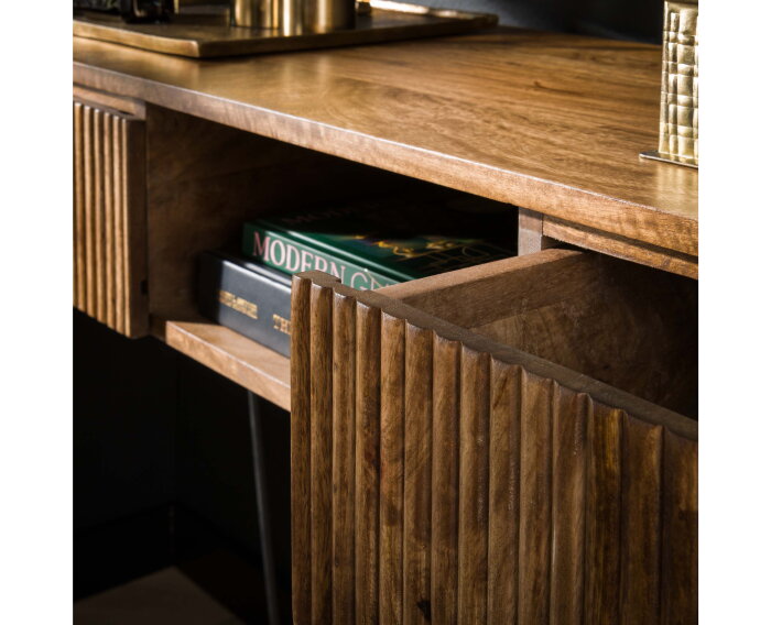 Kaptafel wave 110cm mangohout - zandkleur | Meubelplaats