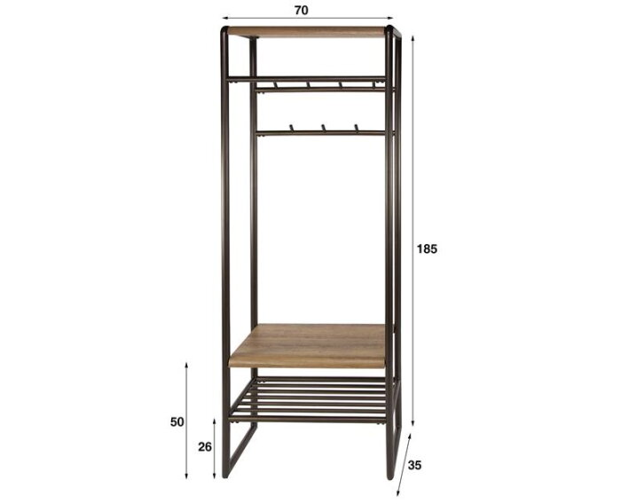Garderobemeubel roede Luno - Drift Brown Powdercoated