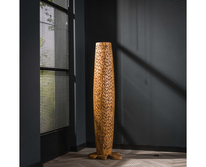 Vloerlamp M bars - Massief gerecycled teakhout