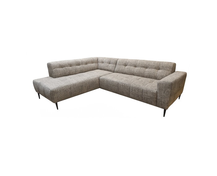 Hoekbank Viano Links stof Bella 55 Taupe Grijs gem&ecirc;leerd -  255x200x84 cm - modern