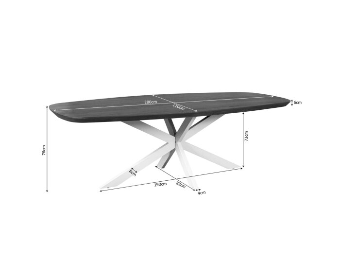 Eettafel Madison Brown | 280 cm | Deens Ovaal | Poot Black