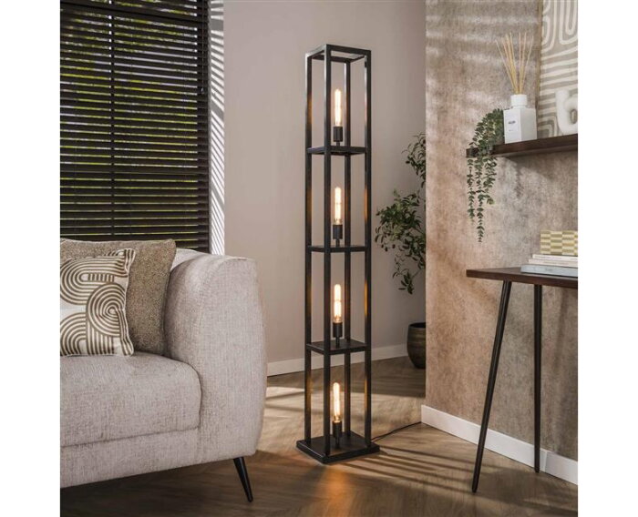 Vloerlamp 4L Quadra - Artic zwart