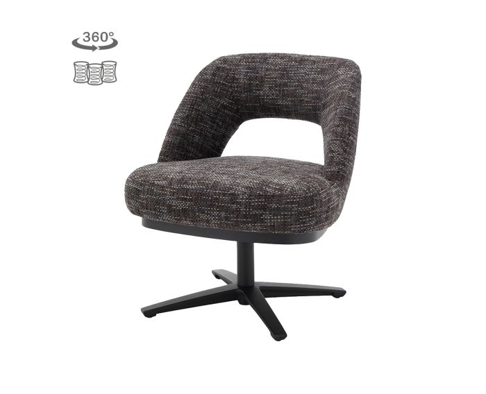 Eetkamerstoel Caldes draaibaar Chenille - TED 17 blue-grey