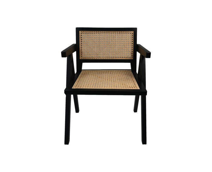 Fauteuil  - 58x60x79 - Zwart/naturel - Mahonie/rotan