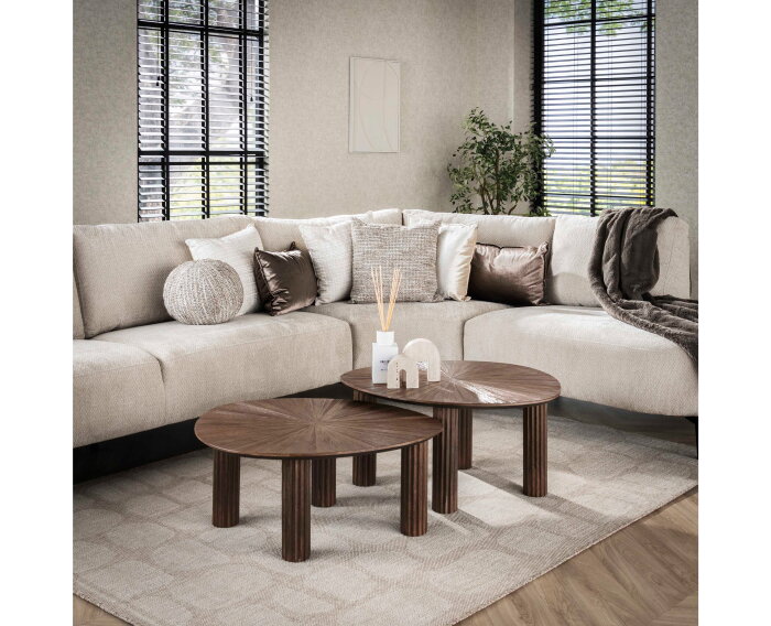 Bijzettafel set/2 driehoek Maya teak - Teak rust brown