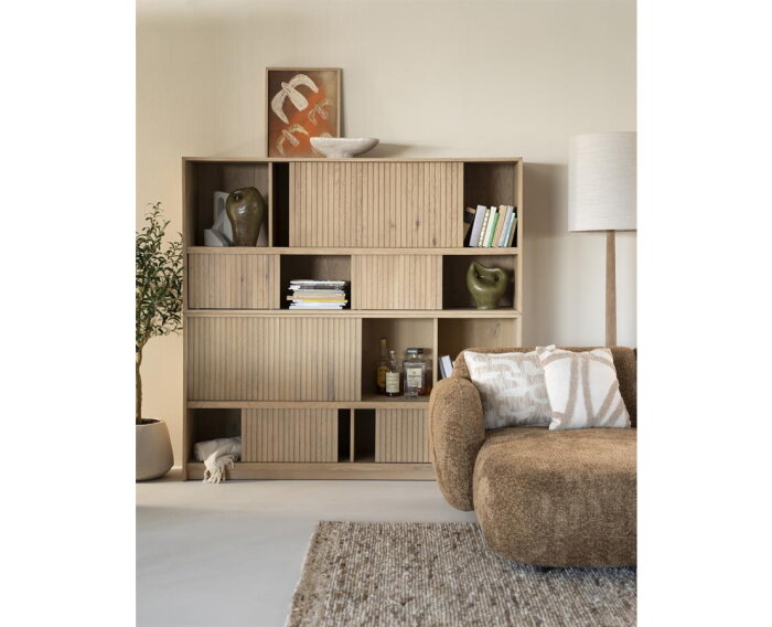 Boekenkast Milo 180x42cm - naturel | Eleonora