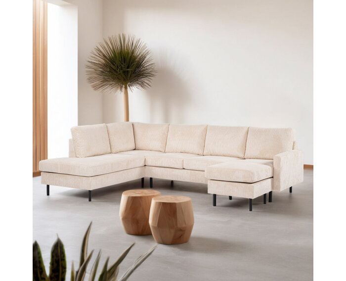 3 seater corner left, fabric Lincoln 03, RIB460 beige