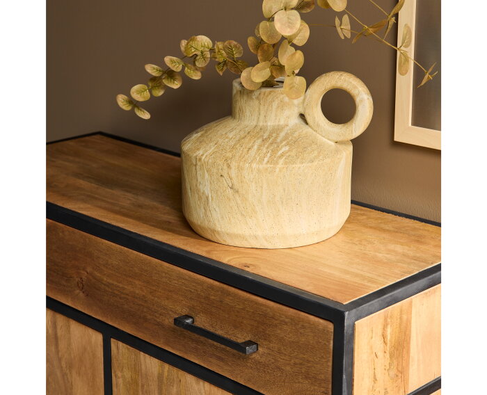 Kabinet kast Denver | Mangohout en staal | 100 cm