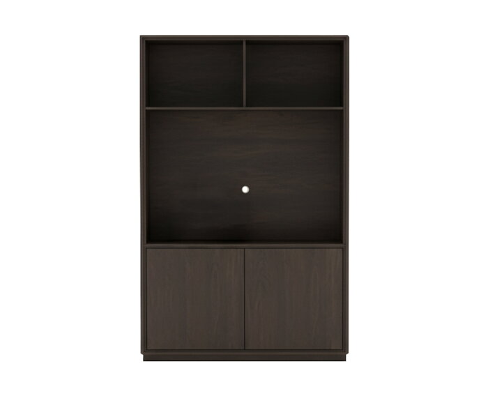 Oulu TV-kast 150 met 2 deuren en 3 open vakken, Dark Chocolate - Oak Collection