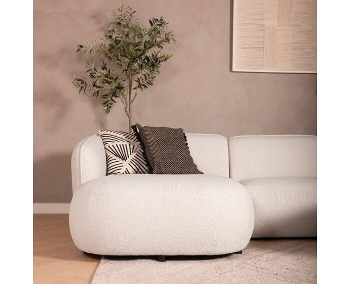 Hoekbank Valerie Bouclé met Chaise Longue Links 279x150 cm – Beige - Japandi