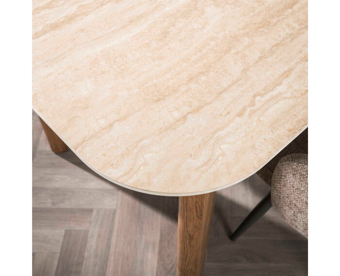Eettafel Romano Curvo 180 - Keramiek travertine