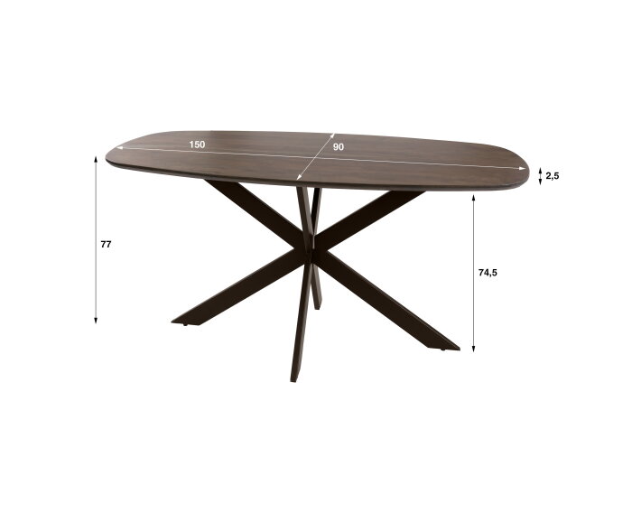 Eettafel Arhus Solid 150 - Massief acacia bruin