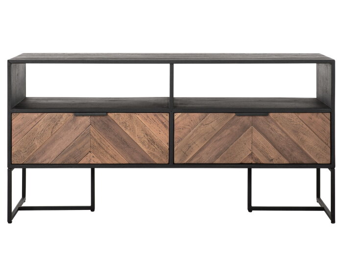 TV stand Criss Cross small, 2 drawers, 2 open racks,60x120x40 cm, mixed wood