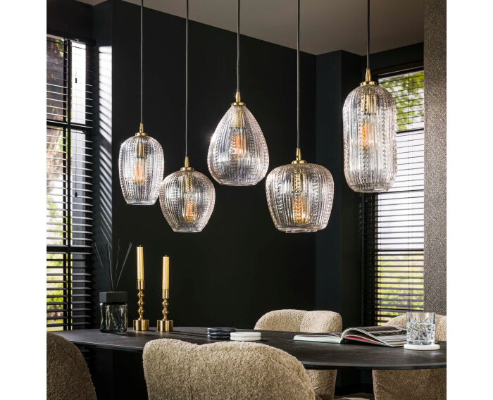 Hanglamp 5L diamond grain mix - Diamond glass