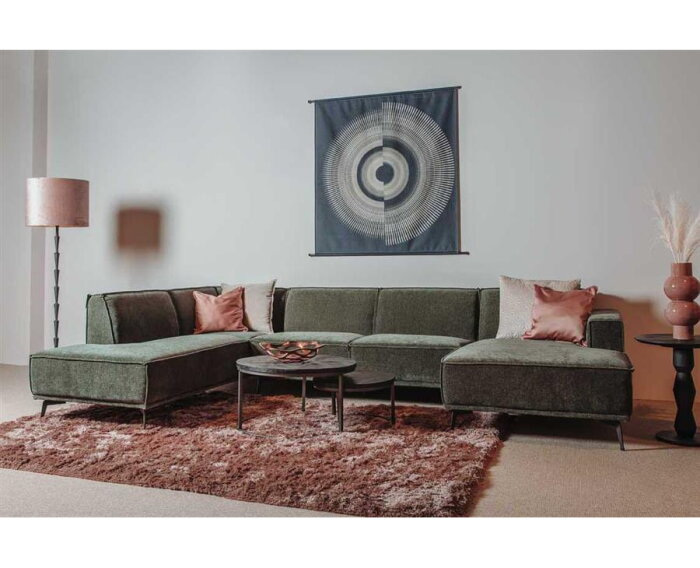 Leeds Chaise R - 2 5 - Ottoman L - City 355 Bottle Green