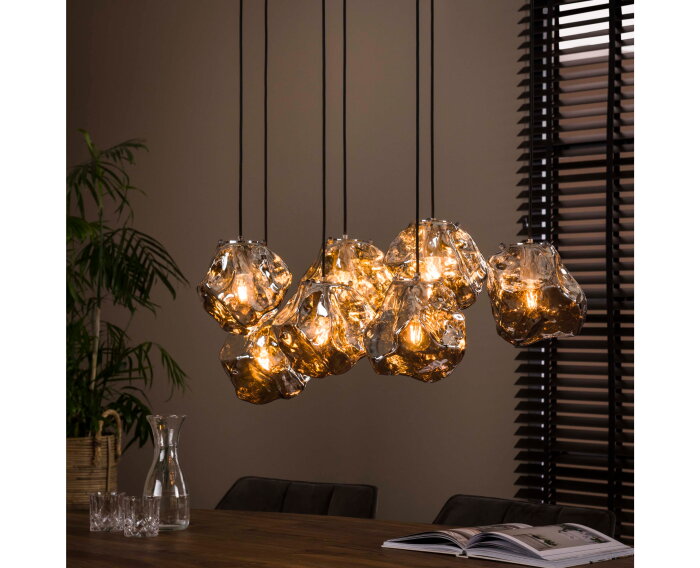 Hanglamp Rocky Chromed 7 lampen - Glas