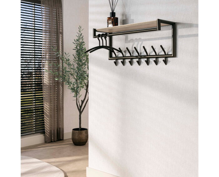 Kapstok Terra roede-hoedenplank - Melamine travertine