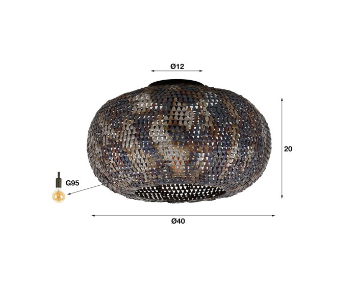 Plafondlamp &Oslash;40 armor - Zwart bruin