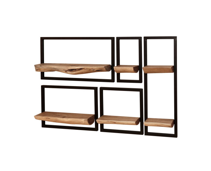 Wandschap set/5 edge - Massief acacia naturel