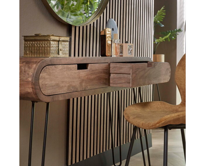 Kaptafel Barrel 120 cm mangohout - zandkleur