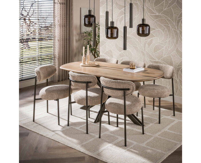 Hanglamp 4+3 metal and glass mix Bronza - Sienna brown