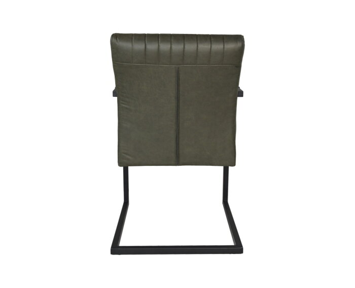 HSM Collection-Eetkamerstoel Texas Met Arm S/2-55x50x85-Groen/Zwart-Leder/Metaal