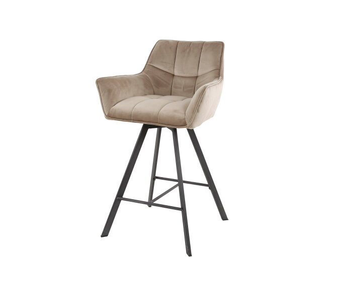 Barstoel raster draaibaar -  Velours champagne