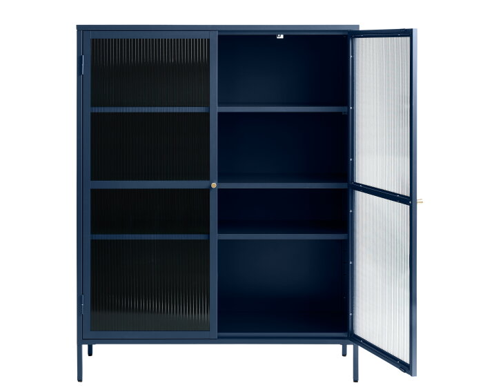 Vitrinekast Bronco metaal 140 cm - Blauw