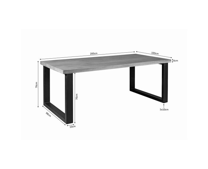 Eettafel Denver mangohout U-poot | 200 cm